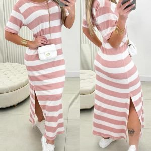 Striped Side Slit Casual Dress, women Casual Dresses, ChicMe catalog