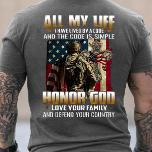 Cotton Honor God VeteransText Letters Crew Neck Casual T-Shirt, T-shirts, Lilicloth.com