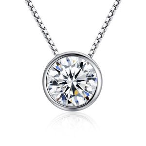 necklaces - Italo Round Cut Bezel Setting Pendant Necklace For Women, Italo jewelry - Online Catalog