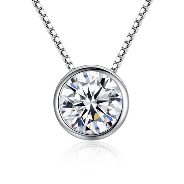necklaces - Italo Round Cut Bezel Setting Pendant Necklace For Women, Italo jewelry - Online Catalog