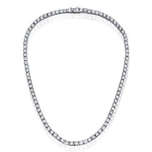 necklaces - 4.5 MM Round Cut Tennis Necklace For Women In Sterling Silver, Italo jewelry - Online Catalog