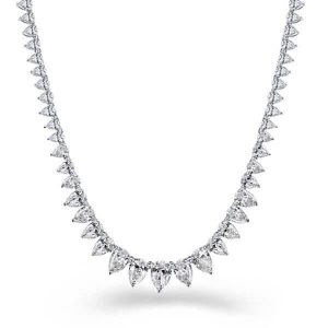 necklaces - Italo Pear Design Created White Sapphire Tennis Necklace, Italo jewelry - Online Catalog