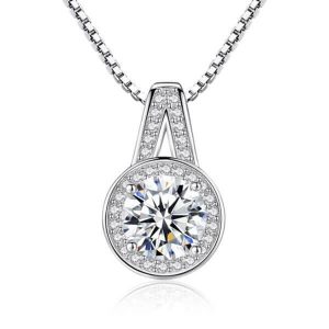 necklaces - Italo Split Shank Created White Sapphire Pendant Necklace, Italo jewelry - Online Catalog