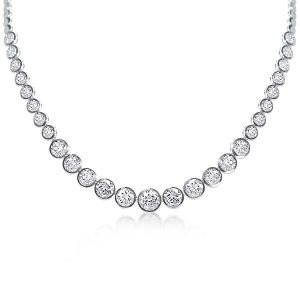 necklaces - Classic Bezel Round Cut Tennis Necklace, Italo jewelry - Online Catalog