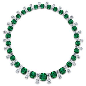 necklaces - Cushion & Round & Pear Cut Emerald Necklace, Italo jewelry - Online Catalog