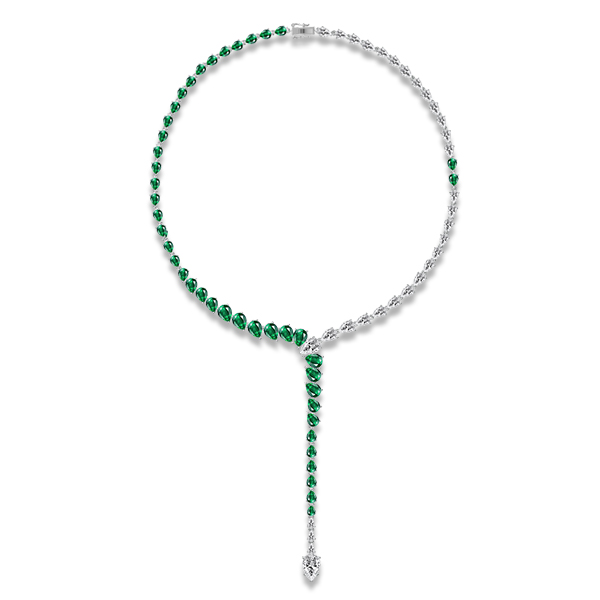 necklaces - Pear Cut Green Created Sapphire Necklace, Italo jewelry - Online Catalog