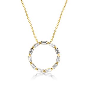 Necklaces - Golden Emerald Cut Circle Pendant Necklace, Apparel & Accessories, Italo jewelry - Online Catalog