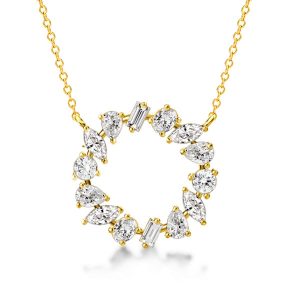 necklaces - Golden Mixed Shape Circle Pendant Necklace, Italo jewelry - Online Catalog