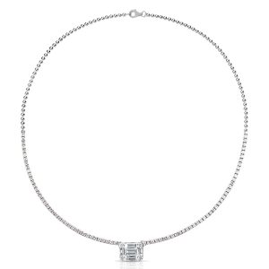 Necklaces - Classic Baguette Cut Tennis Pendant Necklace, Apparel & Accessories, Italo jewelry - Online Catalog