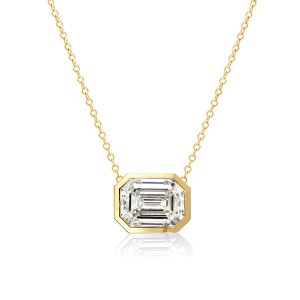 necklaces - Golden Bezel Emerald Pendant Necklace, Italo jewelry - Online Catalog