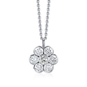 Necklaces - Flower Shaped Bezel Created White Sapphire Pendant Necklace, Apparel & Accessories, Italo jewelry - Online Catalog