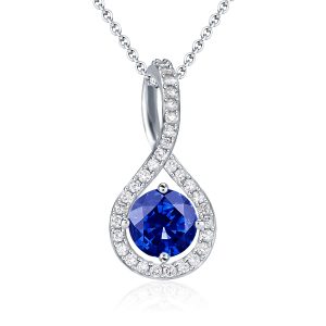Necklaces - Blue Round Pave Twist Pendant Necklace, Apparel & Accessories, Italo jewelry - Online Catalog