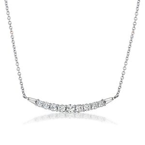 necklaces - Italo Round & Baguette Cut White Sapphire Pendant Necklace, Italo jewelry - Online Catalog