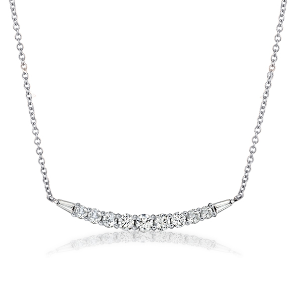 Necklaces - Italo Round & Baguette Cut White Sapphire Pendant Necklace, Apparel & Accessories, Italo jewelry - Online Catalog