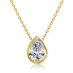 necklaces - Italo Created White Sapphire Necklace Pear Cut Bezel Setting Pendant Necklace, Italo jewelry - Online Catalog