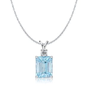 necklaces - Italo Classic Emerald Cut Aquamarine Pendant Necklace, Italo jewelry - Online Catalog