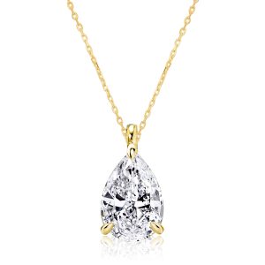necklaces - Italo Golden Classic Pear Cut Solitaire Pendant Necklace, Italo jewelry - Online Catalog