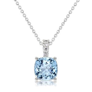 necklaces - Italo Cushion Cut Aquamarine Pendant Necklace, Italo jewelry - Online Catalog