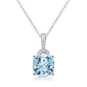 necklaces - Italo Cushion & Round Cut Aquamarine Pendant Necklace, Italo jewelry - Online Catalog