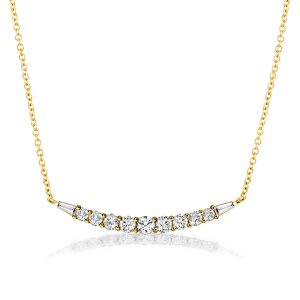 necklaces - Round & Baguette Cut Pendant Necklace In 18K Gold Plated Silver, Italo jewelry - Online Catalog
