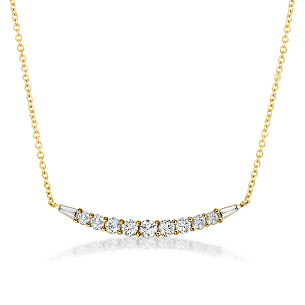 Necklaces - Round & Baguette Cut Pendant Necklace In 18K Gold Plated Silver, Apparel & Accessories, Italo jewelry - Online Catalog