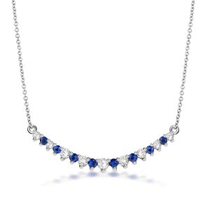 Necklaces - Alternating White & Blue Sapphire Bar Necklace For Women, Apparel & Accessories, Italo jewelry - Online Catalog