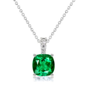 Necklaces - Italo Cushion Cut Emerald Green Pendant Necklace, Apparel & Accessories, Italo jewelry - Online Catalog