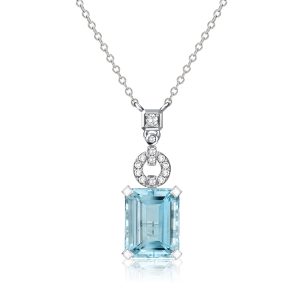 Necklaces - Italo Emerald Aquamarine Sapphire Pendant Necklace For Women, Apparel & Accessories, Italo jewelry - Online Catalog