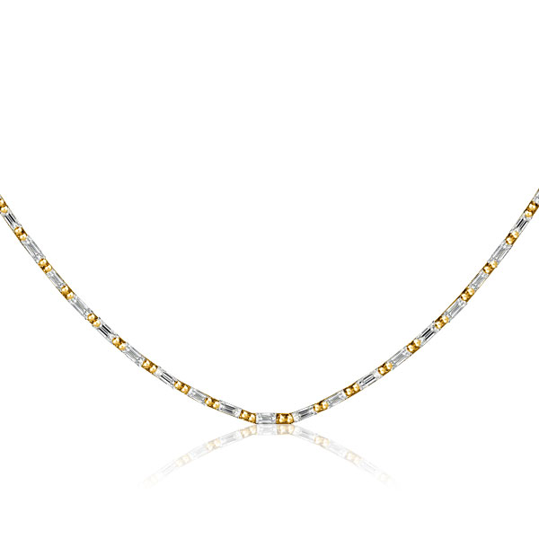 necklaces - Italo Created White Sapphire Tennis Necklace Baguette Sterling Silver Tennis Necklace, Italo jewelry - Online Catalog