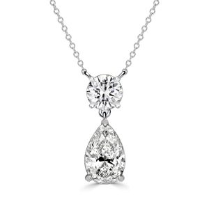 Necklaces - Italo Classic White Pear & Round Cut Pendant Necklace For Women, Apparel & Accessories, Italo jewelry - Online Catalog