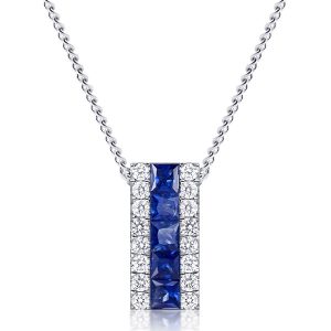 Necklaces - Italo Blue Asscher Cut Rectangular Pendant Necklace For Women, Apparel & Accessories, Italo jewelry - Online Catalog