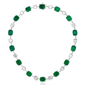 Necklaces - Italo Cushion Cut Emerald Necklace Emerald Tennis Necklace, Apparel & Accessories, Italo jewelry - Online Catalog