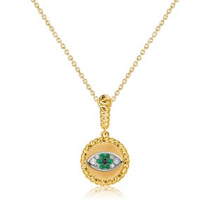 Necklaces - Italo Emerald Evil Eye Necklace For Women Golden Necklace, Apparel & Accessories, Italo jewelry - Online Catalog