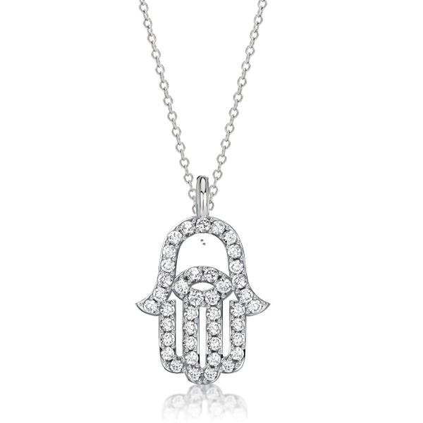 necklaces - Italo White Sapphire Evil Eye Necklace Hamsa Hand Necklace, Italo jewelry - Online Catalog