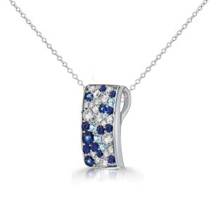 Necklaces - Italo Blue Sapphire Pave Setting Pendant Necklace In Silver, Apparel & Accessories, Italo jewelry - Online Catalog