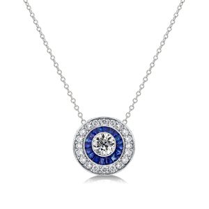 Necklaces - Italo Blue Sapphire Vintage Necklace Halo Pendant Necklace, Apparel & Accessories, Italo jewelry - Online Catalog