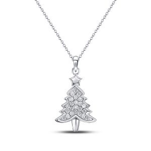 Necklaces - Italo White Sapphire Christmas Tree Pendant In Sterling Silver, Apparel & Accessories, Italo jewelry - Online Catalog