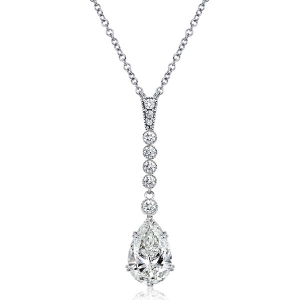 Necklaces - Italo 2 Prong Pear Cut Necklace Vintage Necklace In Silver, Italo jewelry - Online Catalog