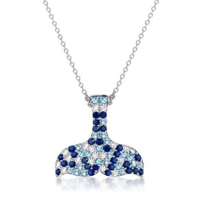 Necklaces - Italo Blue Sapphire Whale Tail Pendant In 925 Silver, Apparel & Accessories, Italo jewelry - Online Catalog