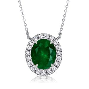 Necklaces - Italo Oval Green Emerald Necklace Halo Necklace For Women, Apparel & Accessories, Italo jewelry - Online Catalog