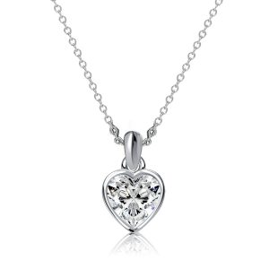 Necklaces - Italo Bezel Setting Heart Pendant Necklace In Sterling Silver, Apparel & Accessories, Italo jewelry - Online Catalog