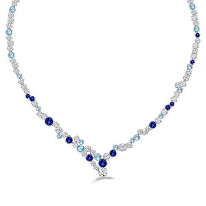 necklaces - Italo Blue Sapphire Necklace Tennis Necklace In Sterling Silver, Italo jewelry - Online Catalog