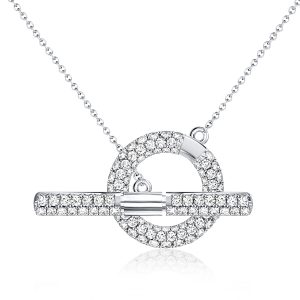 necklaces - Italo Pave Setting Toggle Necklace In Sterling Silver, Italo jewelry - Online Catalog