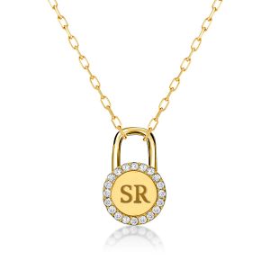 personalized necklaces - Italo Initial Personalized Lock pendant In Sterling Silver, Italo jewelry - Online Catalog