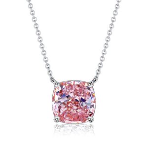 necklaces - Italo Cushion Cut Pink Pendant Necklace Solitaire Necklace, Italo jewelry - Online Catalog