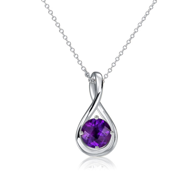 necklaces - Italo Amethyst Round Cut Drop Pendant Necklace For Women, Italo jewelry - Online Catalog