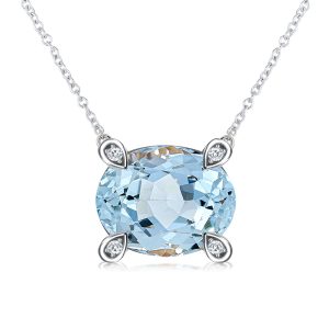Necklaces - Italo Oval Cut Beaded Aquamarine Necklace In Sterling Silver, Apparel & Accessories, Italo jewelry - Online Catalog