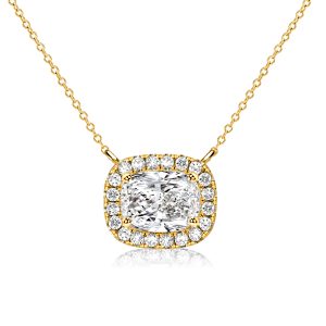 necklaces - Italo Cushion Cut White Sapphire Halo Necklace For Women, Italo jewelry - Online Catalog