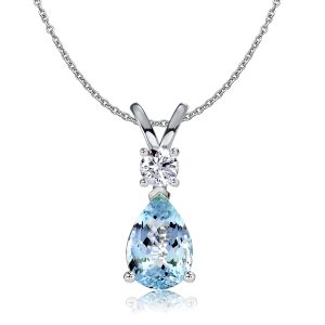 necklaces - Italo Teardrop Aquamarine Necklace In Sterling Silver, Italo jewelry - Online Catalog