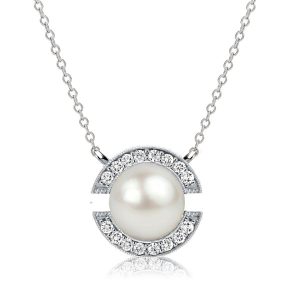 Necklaces - Italo White Sapphire Pearl Sterling Silver Necklace, Apparel & Accessories, Italo jewelry - Online Catalog